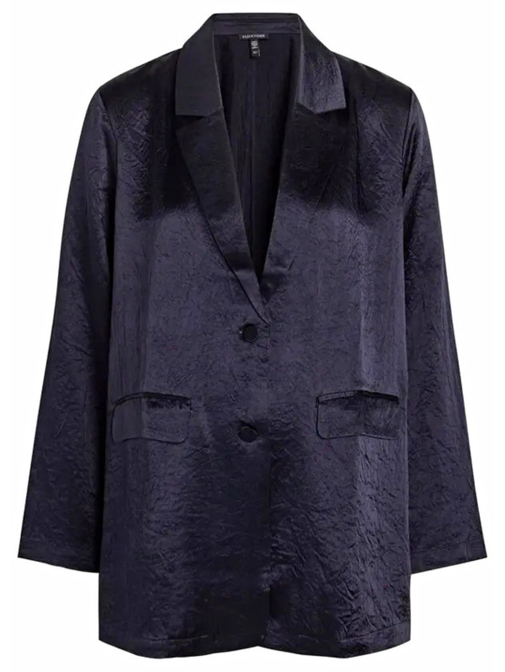 NWT Eileen Fisher Blue Collared Button Front Blazer Jacket Long Sleeve 2XS #1090